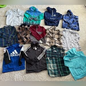 Bundle of 13 pcs Kids boy size 6-7 jackets sweatshirt tops hoodies various brand